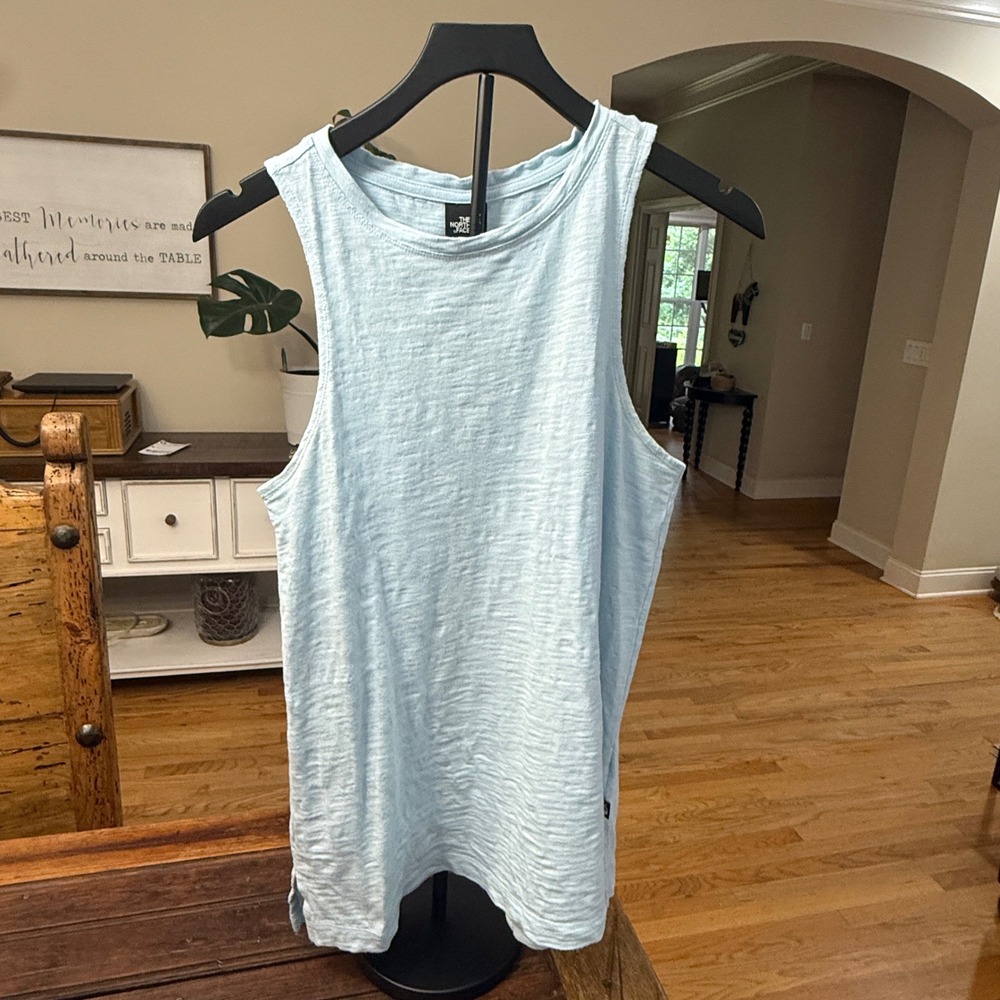 The North Face Womens Blue Slub 100% Cotton High Neck Tank Top Size M